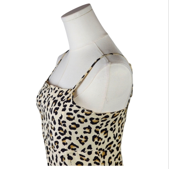 Rare Editions Leopard Print Slip Dress Size 14 Rayon Lined Animal Y2K Glam - Picture 2 of 9